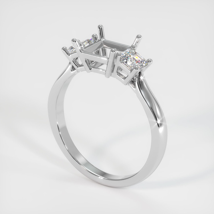 18K White Gold Three Stone Ring Setting