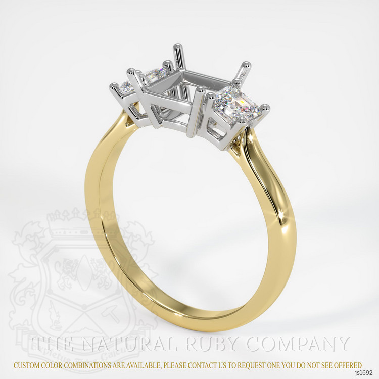 14K White & Yellow Three Stone Ring Setting