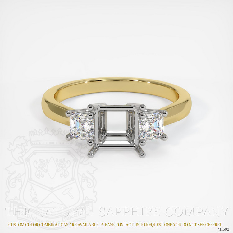 14K White & Yellow Three Stone Ring Setting