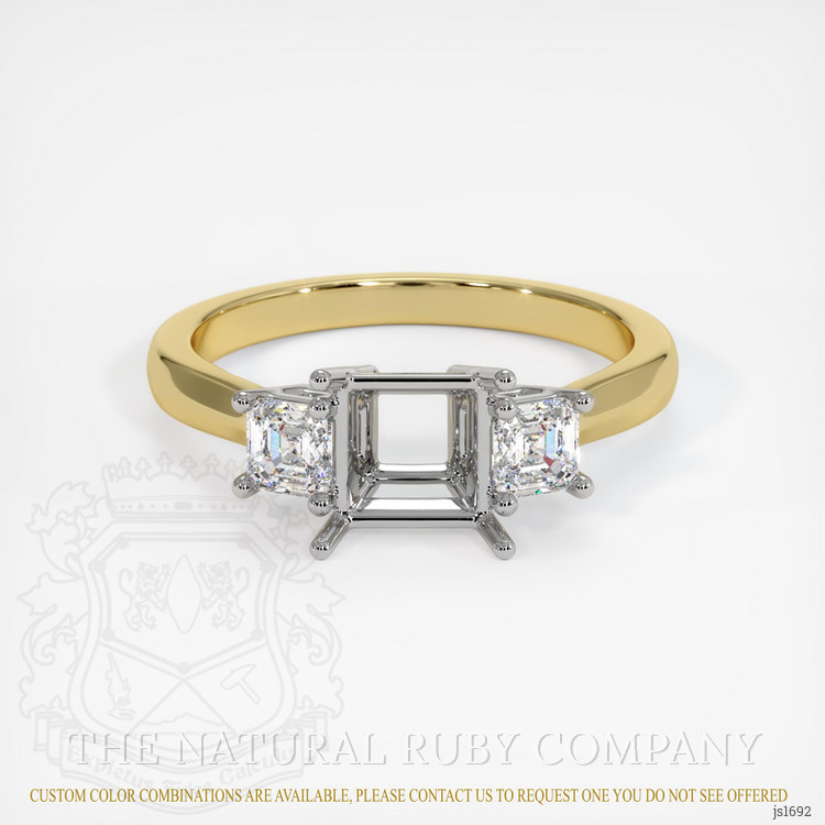 14K White & Yellow Three Stone Ring Setting