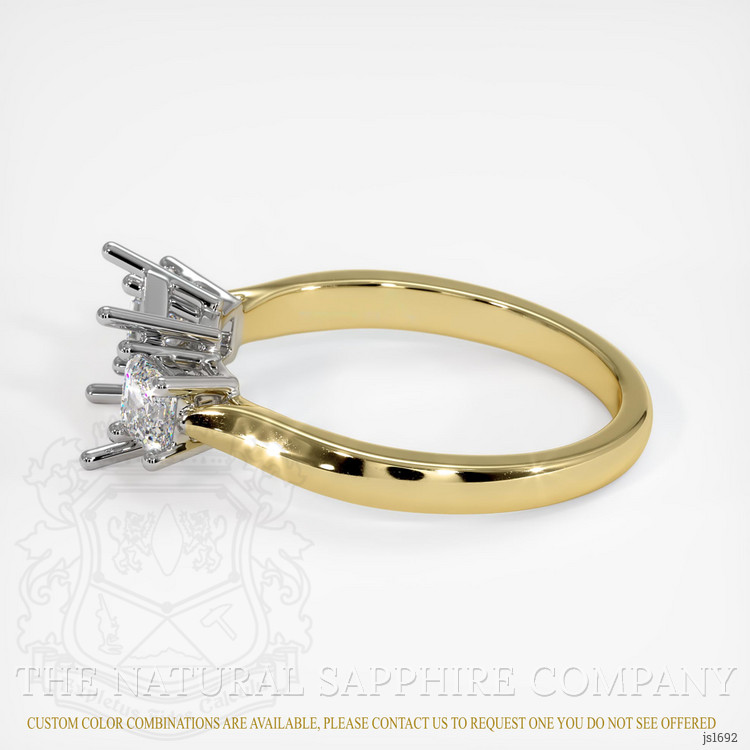 14K White & Yellow Three Stone Ring Setting