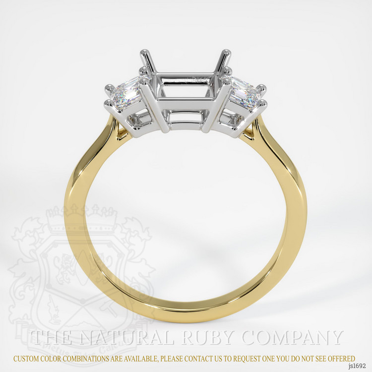 14K White & Yellow Three Stone Ring Setting