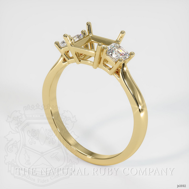 14K Yellow Gold Three Stone Ring Setting