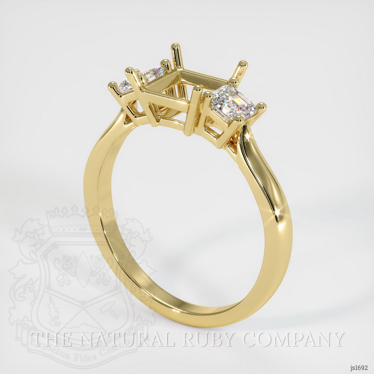 18K Yellow Gold Three Stone Ring Setting