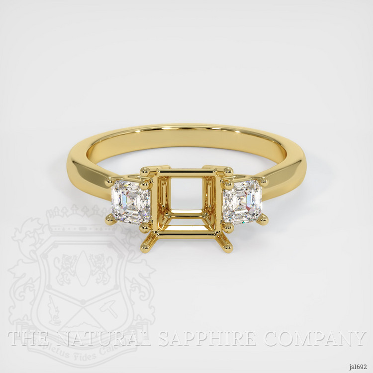 18K Yellow Gold Three Stone Ring Setting
