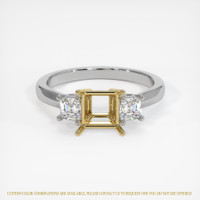 14K Yellow & White Three Stone Ring Setting Image