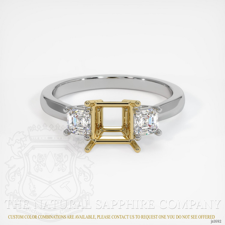 14K Yellow & White Three Stone Ring Setting