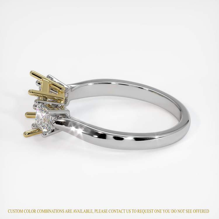 14K Yellow & White Three Stone Ring Setting