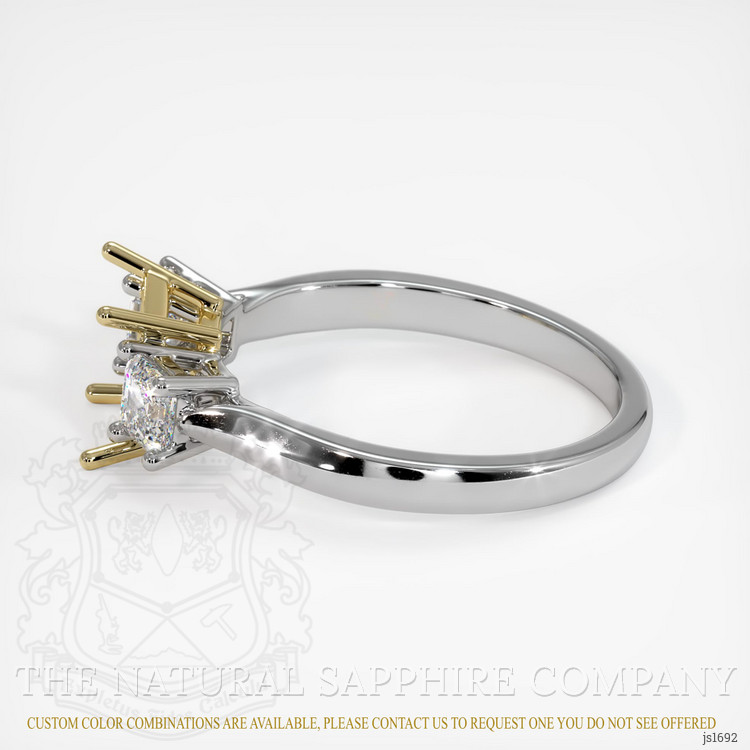 14K Yellow & White Three Stone Ring Setting