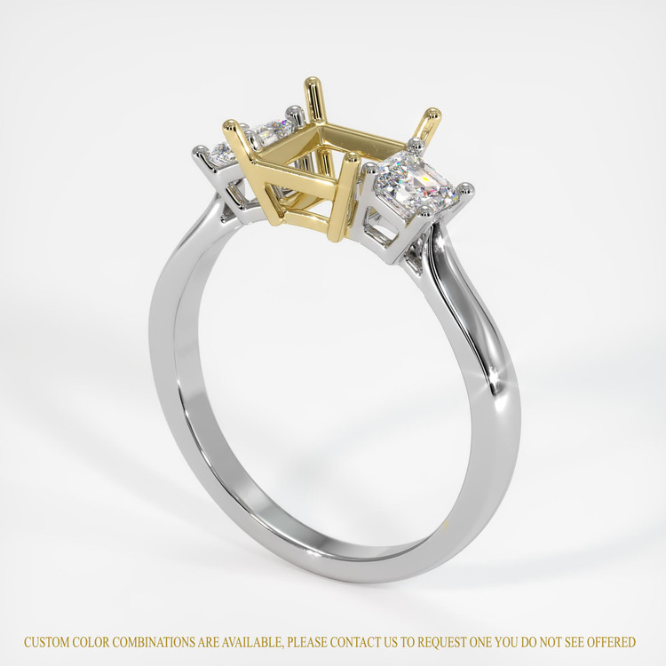 18K Yellow & White Three Stone Ring Setting