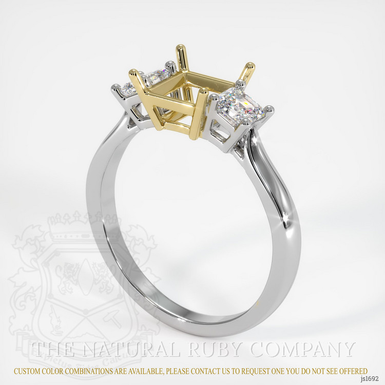 18K Yellow & White Three Stone Ring Setting