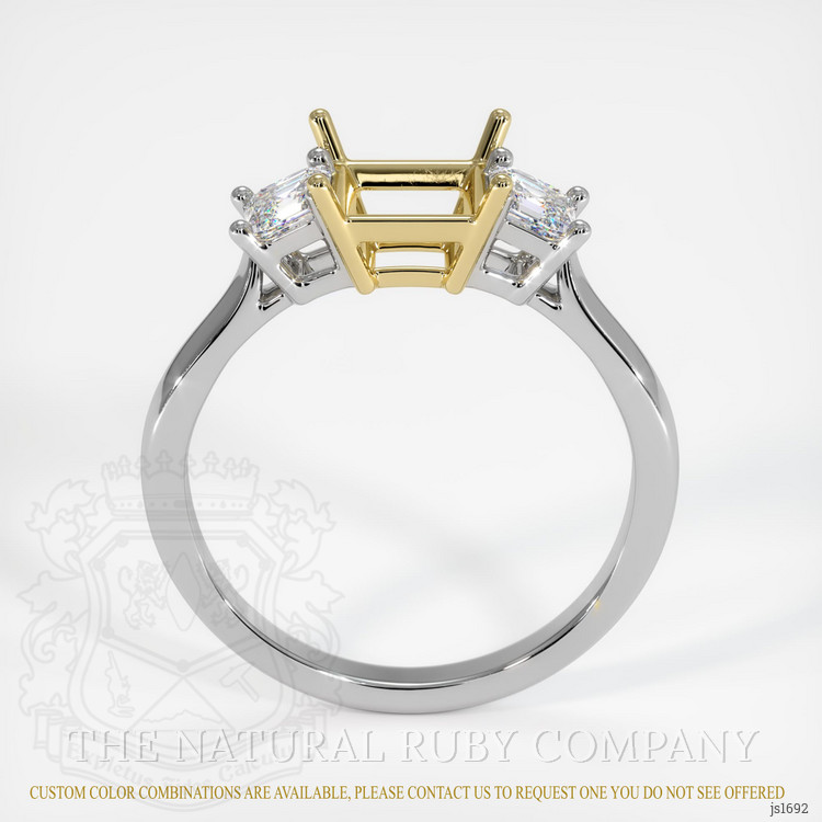 18K Yellow & White Three Stone Ring Setting