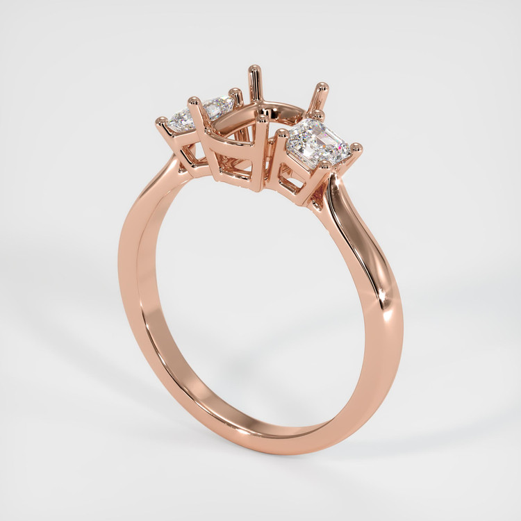 14K Rose Gold Three Stone Ring Setting