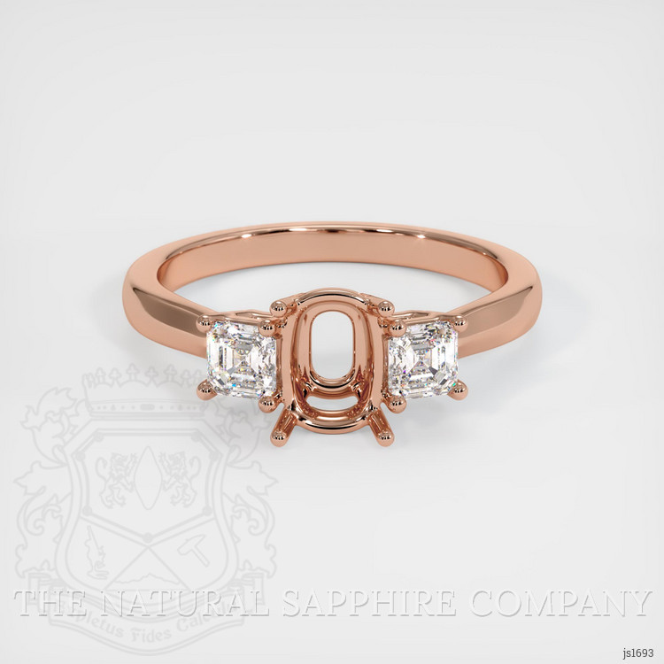 14K Rose Gold Three Stone Ring Setting