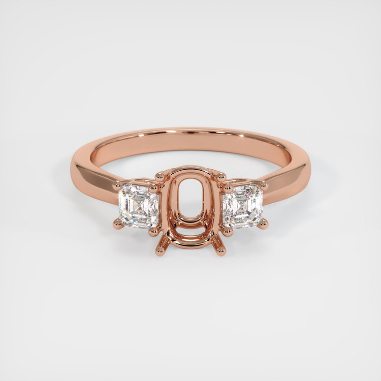 14K Rose Gold Three Stone Ring Setting