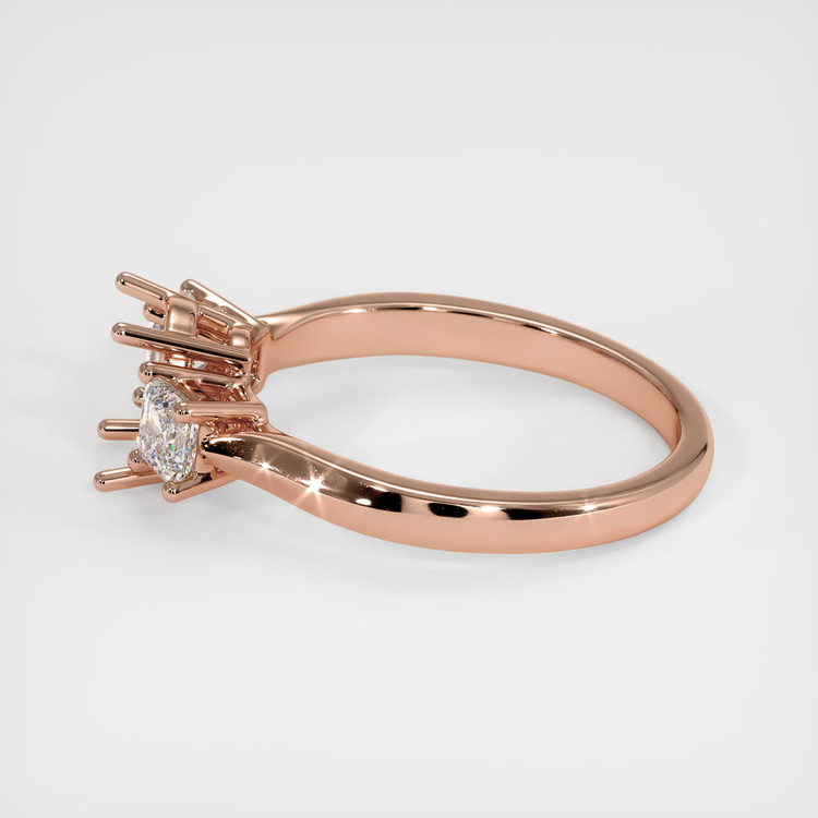 14K Rose Gold Three Stone Ring Setting