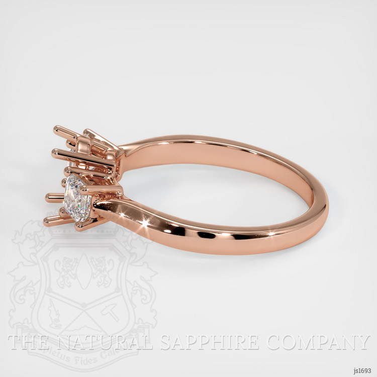 14K Rose Gold Three Stone Ring Setting