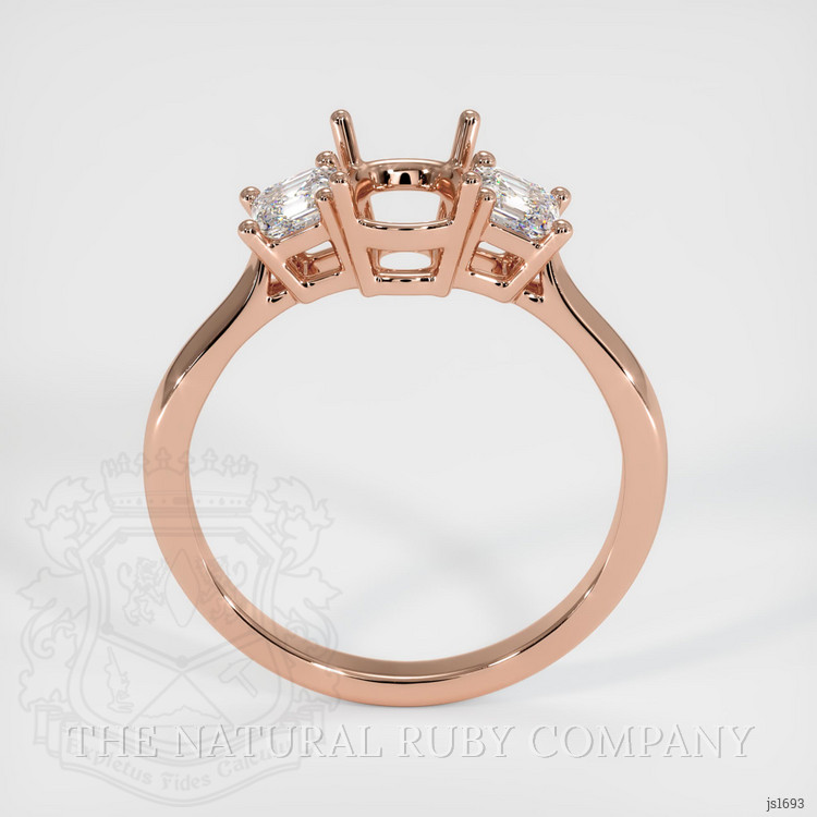 14K Rose Gold Three Stone Ring Setting