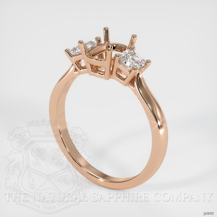 18K Rose Gold Three Stone Ring Setting