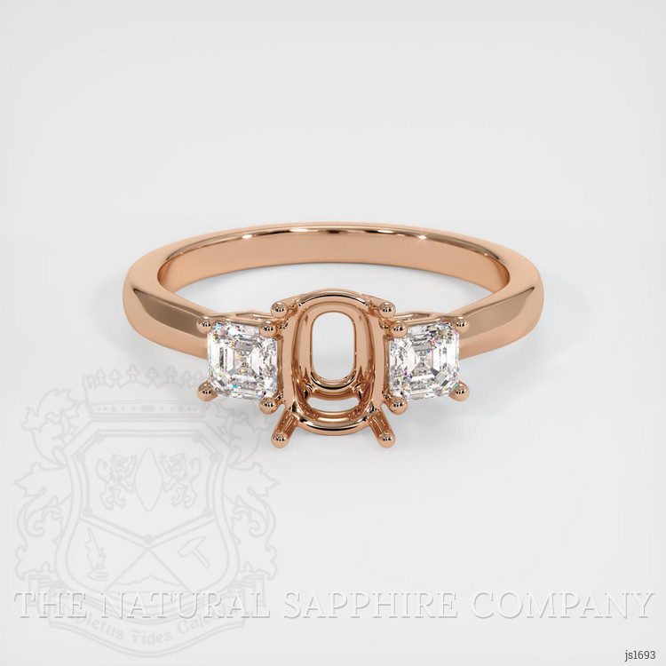 18K Rose Gold Three Stone Ring Setting