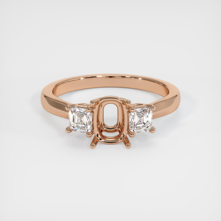 18K Rose Gold Three Stone Ring Setting