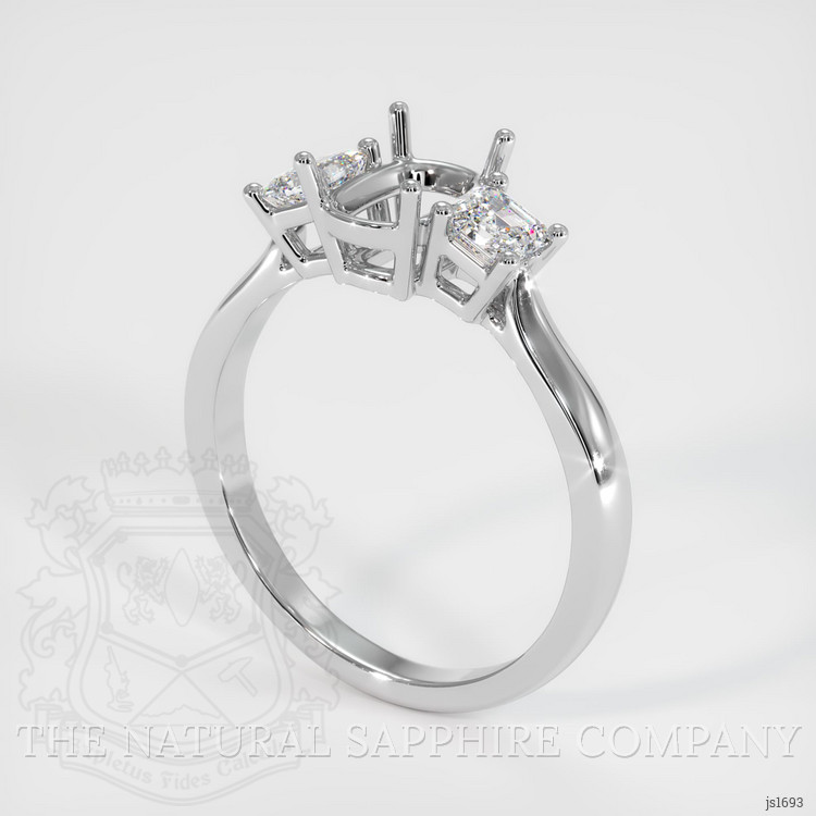 14K White Gold Three Stone Ring Setting