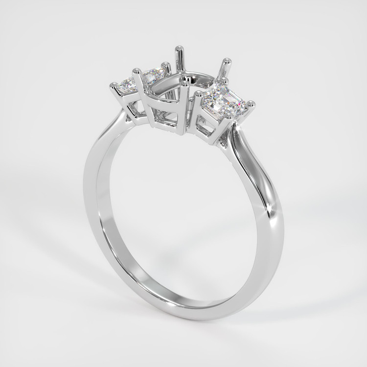 14K White Gold Three Stone Ring Setting
