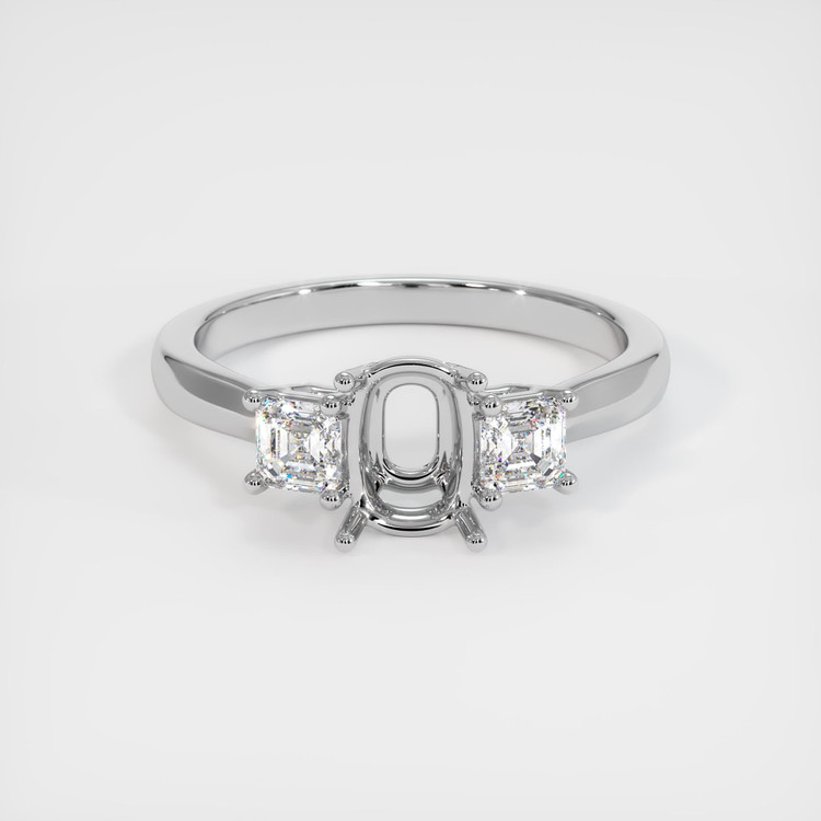 14K White Gold Three Stone Ring Setting