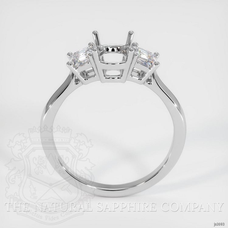 14K White Gold Three Stone Ring Setting