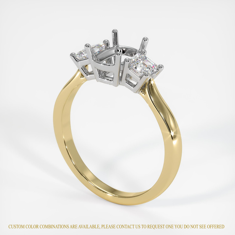 14K White & Yellow Three Stone Ring Setting