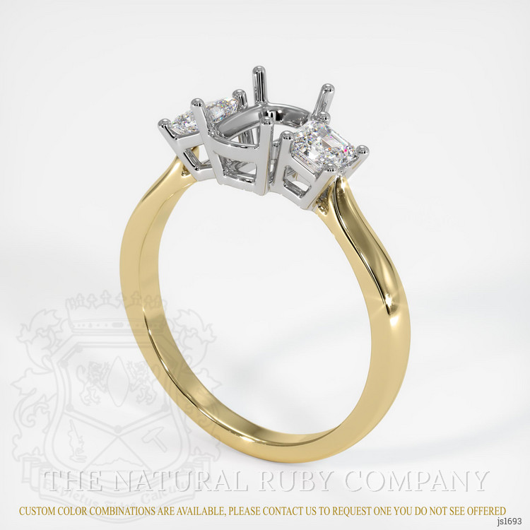 14K White & Yellow Three Stone Ring Setting