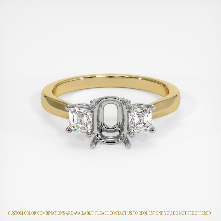 14K White & Yellow Three Stone Ring Setting