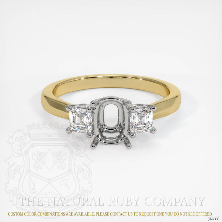 14K White & Yellow Three Stone Ring Setting