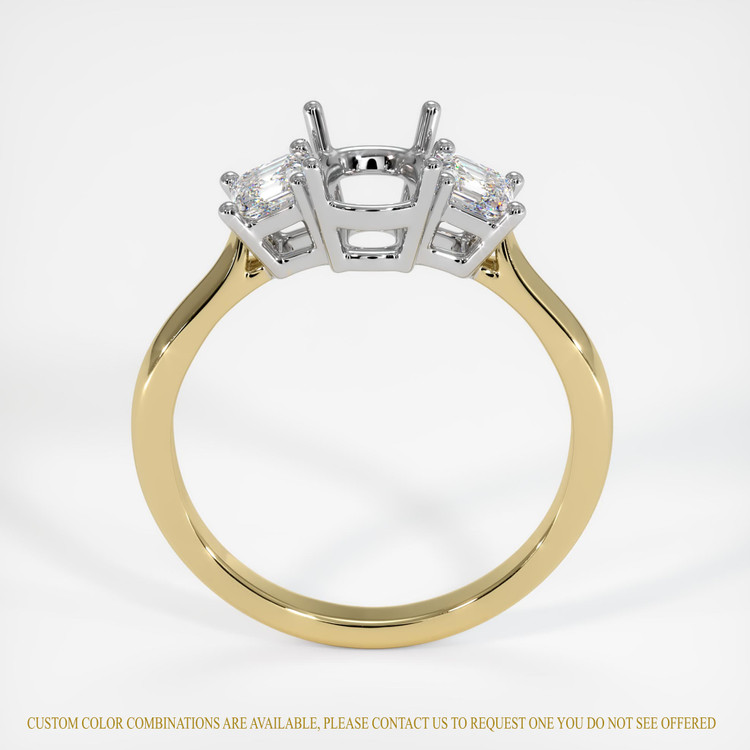 14K White & Yellow Three Stone Ring Setting