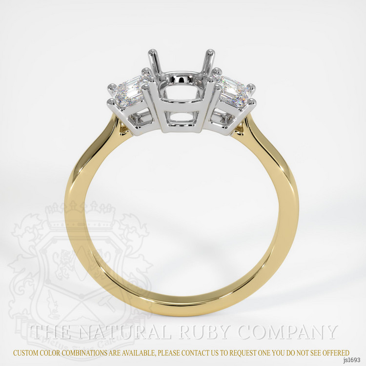 14K White & Yellow Three Stone Ring Setting