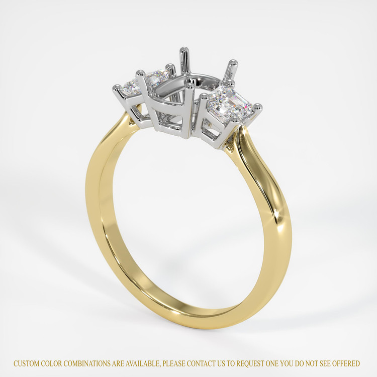 18K White & Yellow Three Stone Ring Setting