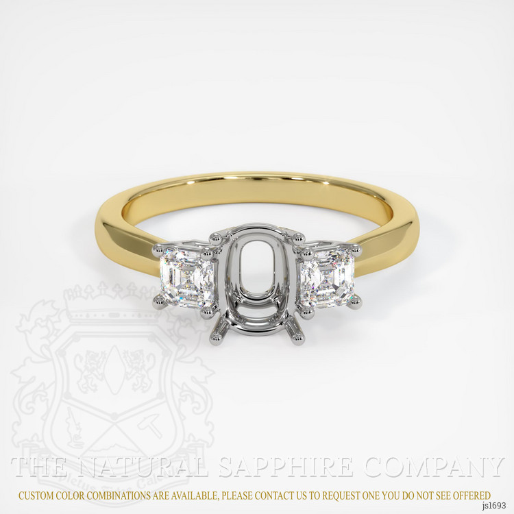 18K White & Yellow Three Stone Ring Setting