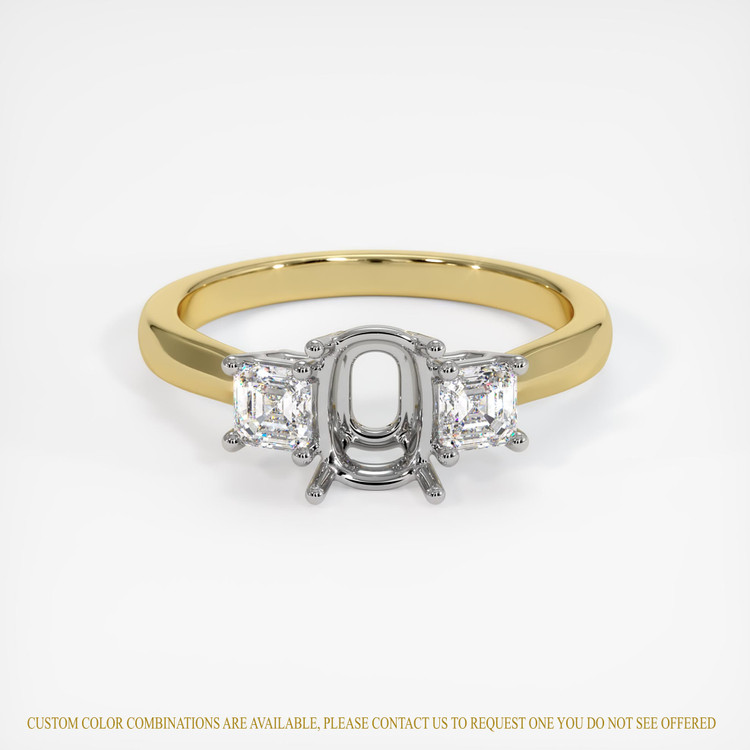 18K White & Yellow Three Stone Ring Setting