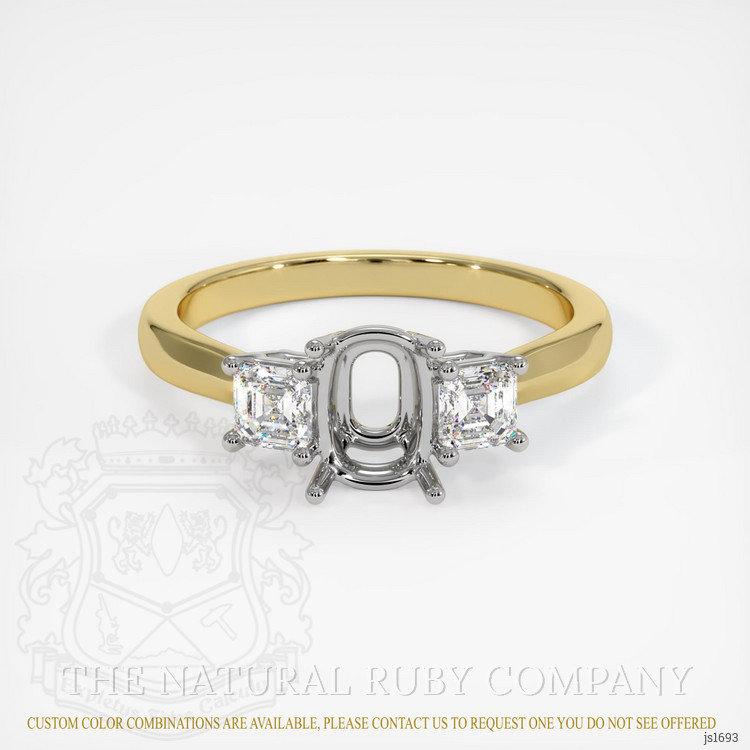 18K White & Yellow Three Stone Ring Setting
