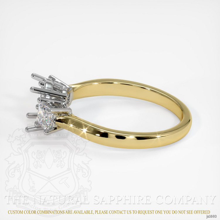 18K White & Yellow Three Stone Ring Setting