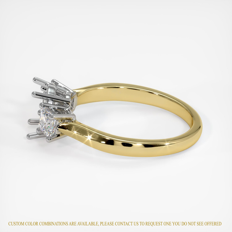 18K White & Yellow Three Stone Ring Setting