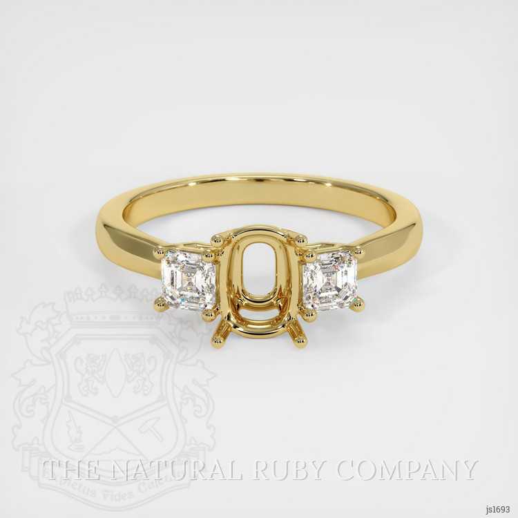 18K Yellow Gold Three Stone Ring Setting