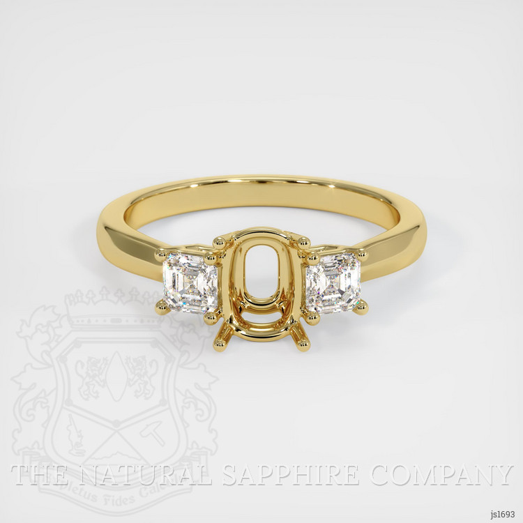 18K Yellow Gold Three Stone Ring Setting