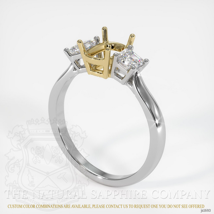 14K Yellow & White Three Stone Ring Setting