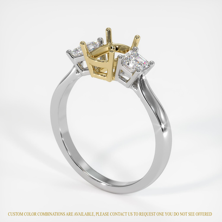 14K Yellow & White Three Stone Ring Setting