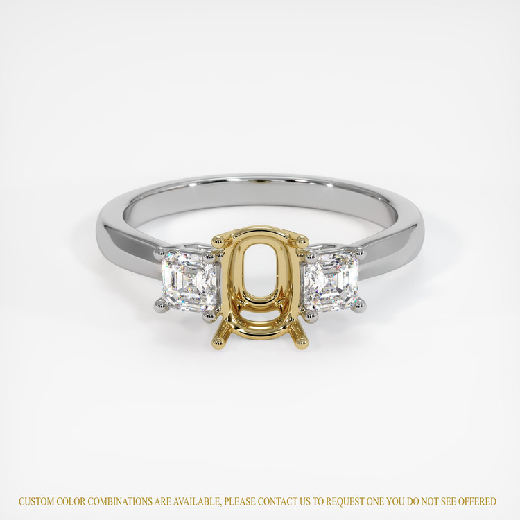 14K Yellow & White Three Stone Ring Setting