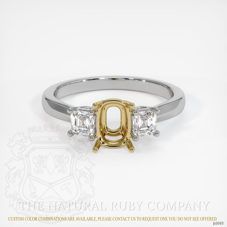14K Yellow & White Three Stone Ring Setting