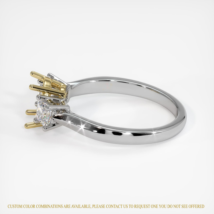 14K Yellow & White Three Stone Ring Setting