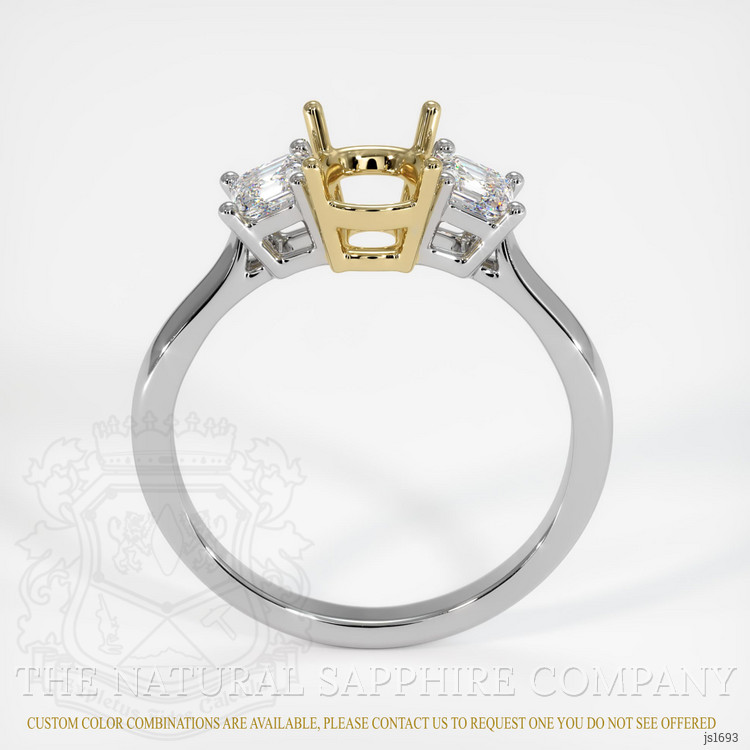 14K Yellow & White Three Stone Ring Setting