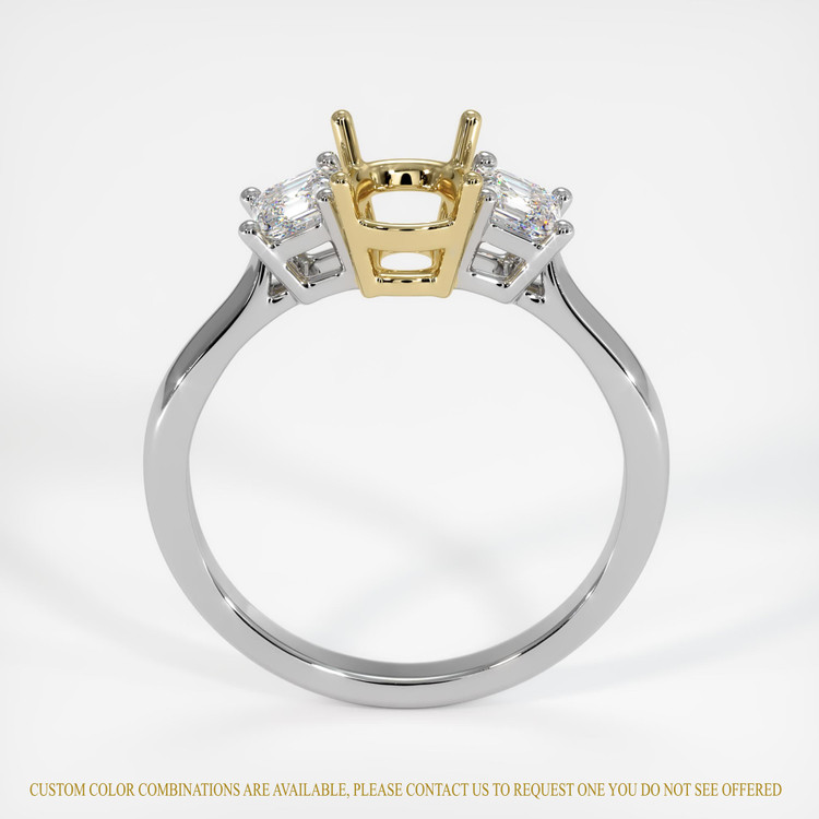 14K Yellow & White Three Stone Ring Setting